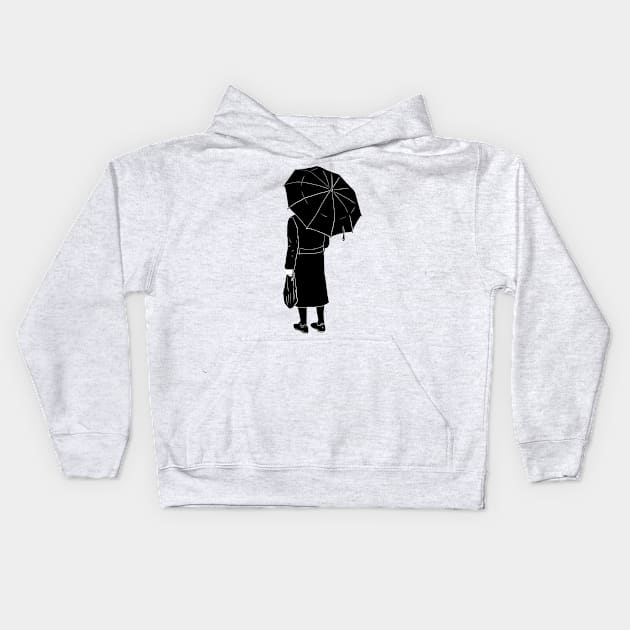 Orthodox jew under umbrella Kids Hoodie by argiropulo